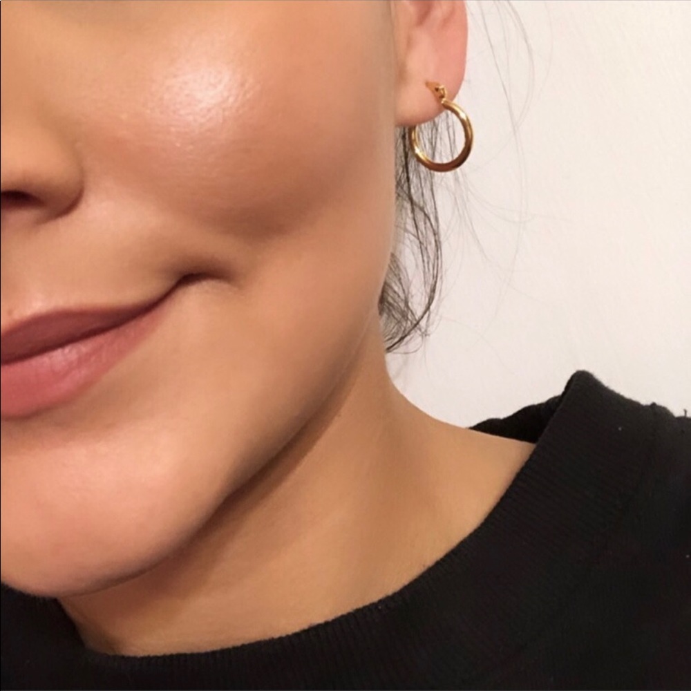 Dainty Yellow Gold Filled Hoops - Picture 2 of 5